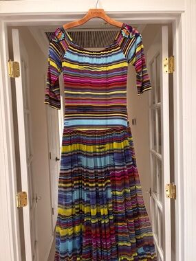 VIntage Collection Multicolor Striped Maxi Dress with Scoop Neck